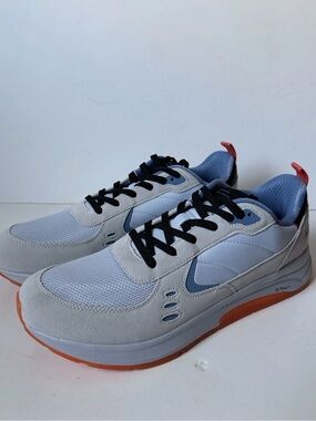 Men's Lightweight Casual Sneakers in Light Gray and Blue